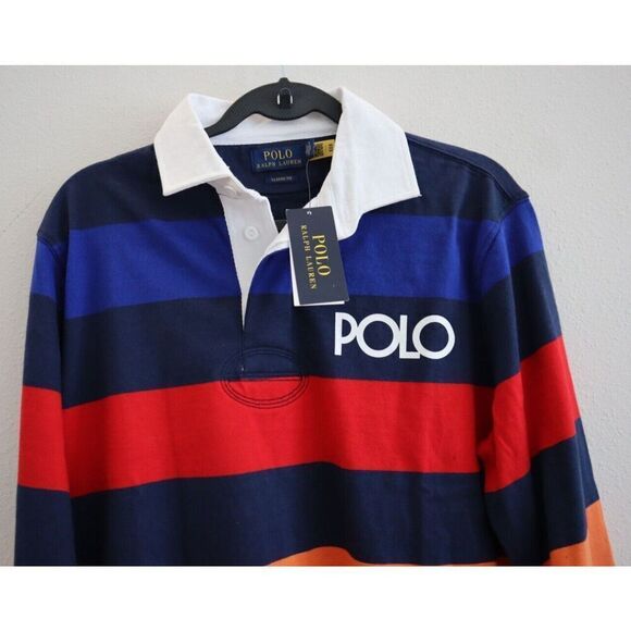 Polo Ralph Lauren Men Sz M Multi Spectre Rainbow Striped Rugby Jersey Shirt - Picture 4 of 11